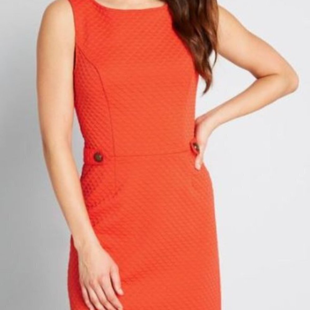 Modcloth Sleeveless Sheath Dress Red Orange Size Large NWT
